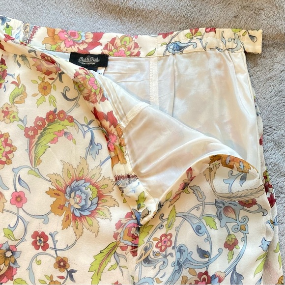 Peck & Peck 100% Silk Godet Midi Skirt w/Floral Paisley on Cream Background - Picture 12 of 15